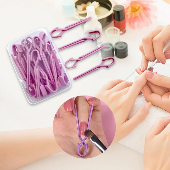 Protector de esmalte de uñas para dedos, accesorios para decoración de uñas, clip portátil para decoración de uñas, fácil de usar, curva en C fácil Rosa