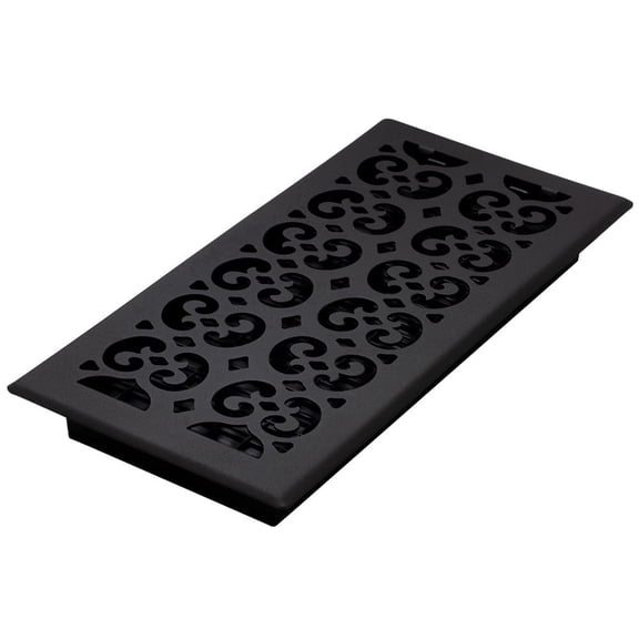 Decor Grates 6x14 Scroll Floor Register Vent Cover, Adjustable Airflow Control, Textured Black (STH614)