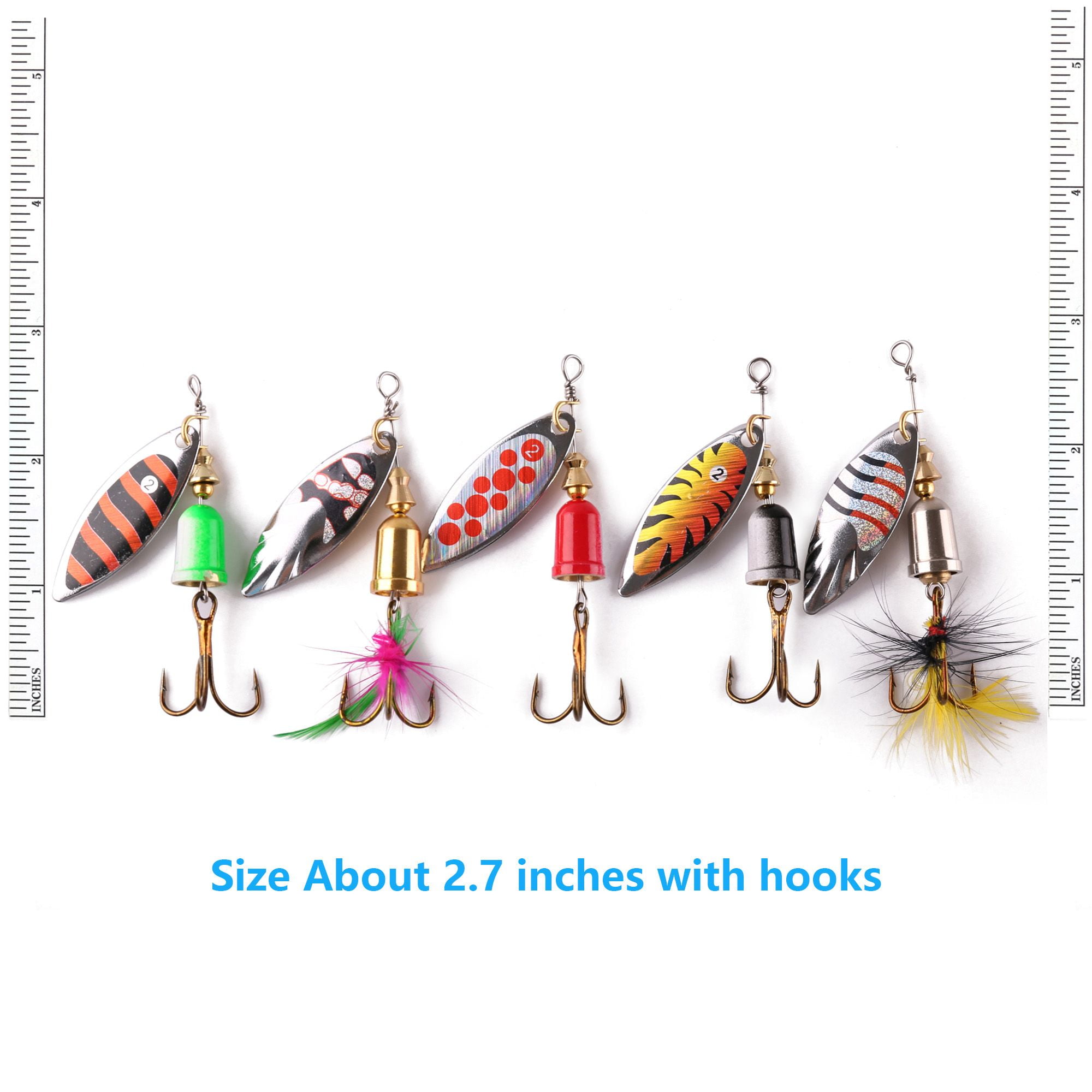 Fishing Lures 10pcs Spinner Lures Baits with Tackle Box, Bass Trout Salmon  Hard Metal Rooster Tail Fishing Lures Kit by FouceClaus