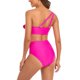 thumbnail image 4 of Bikini con volantes en color rojo rosa, de fibra de poliéster, con cintura alta y control de abdomen para fiestas y spas, talla S, 4 of 6