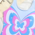 thumbnail image 3 of lnmuld Girls' One Piece Swimsuit - Light Blue Pink Print U-Neck Tank Bathing Suit Size:8-9 Years, 3 of 5