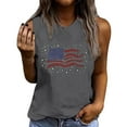 thumbnail image 2 of Fartey Womens American Flag Tank Tops Cotton Sleeveless Shirts 4th of July Summer Crew Neck Patriotic Tees Funny USA Flag Print Shirt Fashion Festival Tops Gray L, 2 of 4