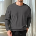 thumbnail image 2 of Stamzod Mens Casual Shirts Solid Color Long Sleeve Knitting Pullover Tops Plus Size Fall Winter Clothes for Men Dark Gray G XL, 2 of 5