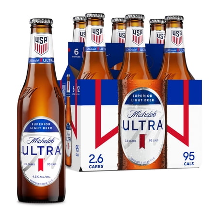 Michelob ULTRA Superior Light American Lager Beer, 6 Pack 12 fl oz Glass Bottles 4.2% ABV