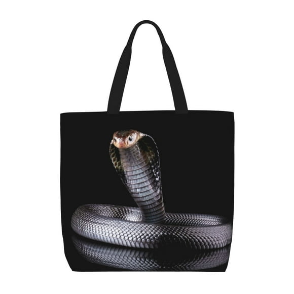 Kdxio Black Cobra Snake Pattern Tote Bag for Women Large Capacity Zipper Shoulder Bag with Inner Pocket for Work School Shopping Travel