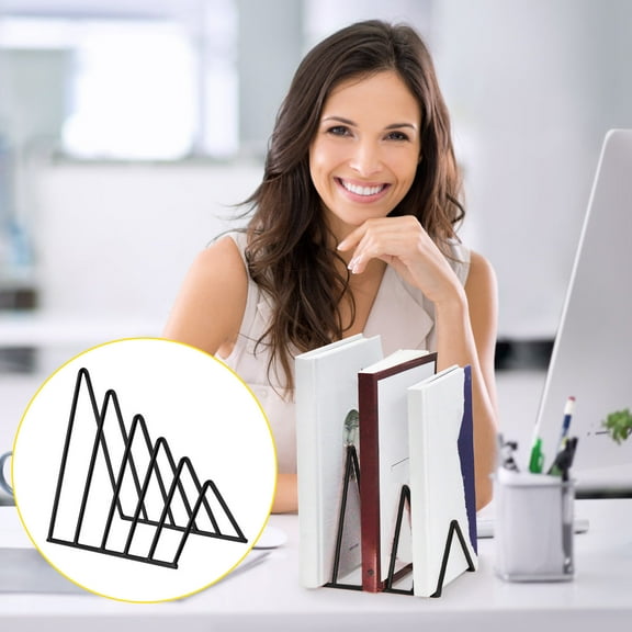 EARKITY Book Organizer, Magazine Rack Book Record Holder, Triangle Desk Organizers, Metal Wire Magazine Holder 5 Sections Decorative Organizer, Office File Organizer For Desk