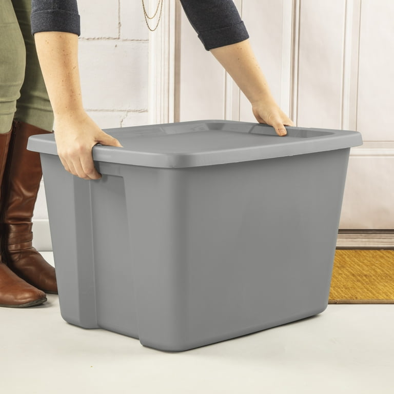 Sterilite 18 Gallon Gray Tote Box Durable Plastic Secure Lid Space Efficient for Household Storage Walmart