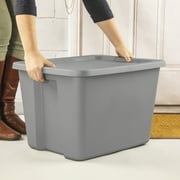Sterilite 18 Gallon Large Storage Bin, Plastic Storage Container with Snap-On Lid, Gray
