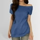 thumbnail image 2 of Blusa de manga corta con hombros descubiertos para mujer - Camiseta informal de verano de color liso, 2 of 6