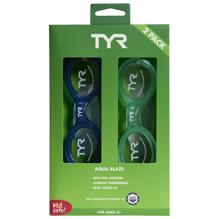 TYR Youth Fit Aqua Blaze Non-Mirrored Swim Goggles Pack