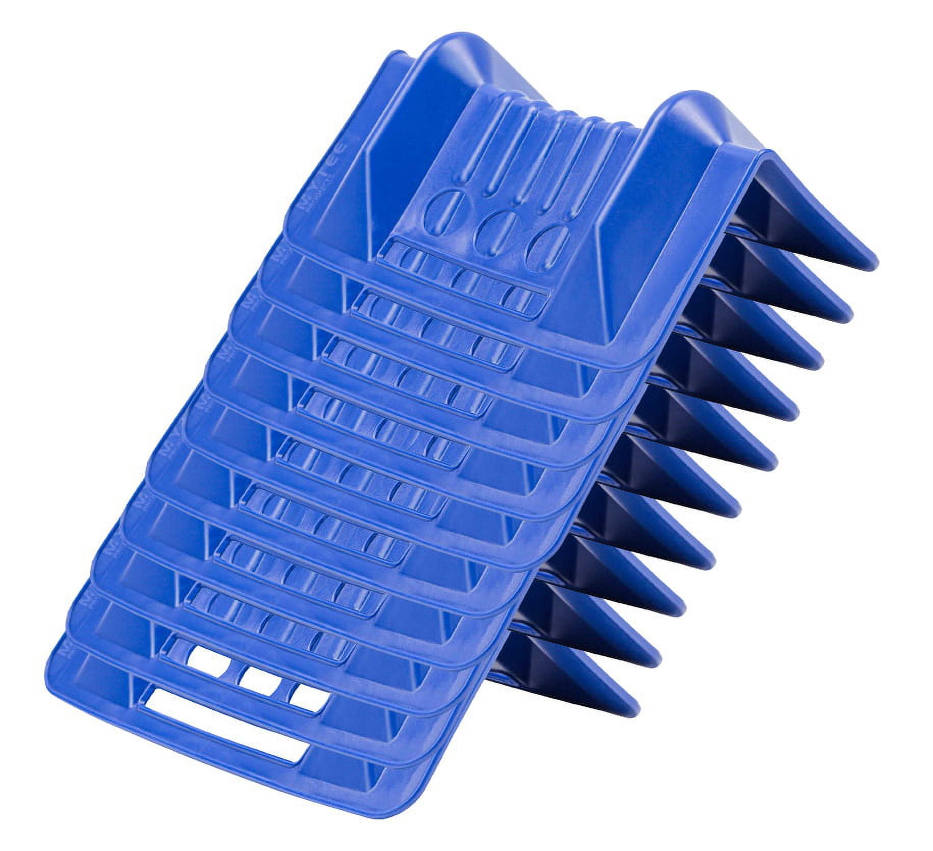 (10 Pack) 4" x 4" x 10" Blue Corner Protector V Shaped Flatbed Edge Guards with Carrying Case - Cargo Load Corner Edge Protector and Tie-Down Strap Guard for Flatbed