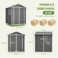 thumbnail image 6 of LZBEITEM 6' x 6' Plastic Outdoor Storage Shed with Floor, Resin Tool Shed Heavy Duty with Window and Lockable Door, Colorfast, for Garden Backyard 32 sq.ft, 6 of 13