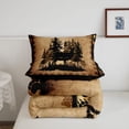 thumbnail image 5 of meiyoeat Vintage Deer Silhouette Queen Comforter Set, Rustic Paw Print Comforter Sets Queen For Boys Kids,Black Reversible,3pcs, 5 of 7