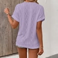 thumbnail image 4 of LWavelet Women's Ribbed Knit T-Shirt Short Sleeve Tops V-Neck Casual Slim Fit Lightweight Basic Tee Purple XL, 4 of 5