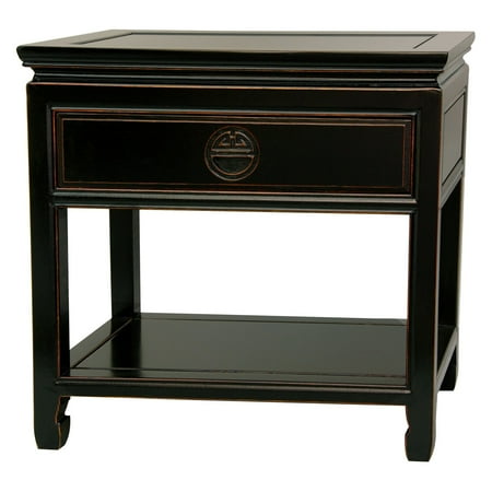 Oriental Rosewood Furniture - Rosewood Bedside Table, Antique Black