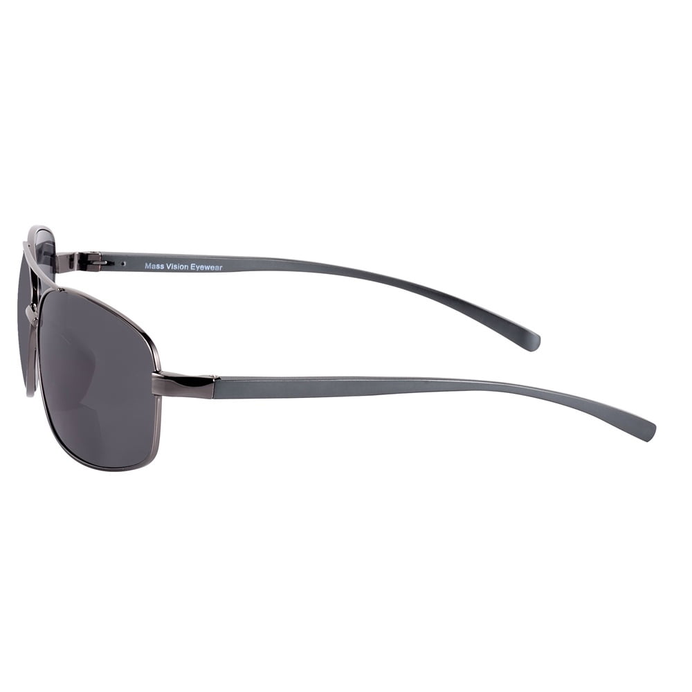 2 Pair of "The Navigator" Lightweight Rectangular Aviator Metal Frame Bifocal Sunglasses - 1.75