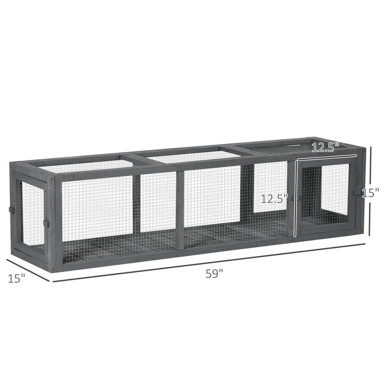 Pefilos 59" Outdoor Cat Tunnel with Weather Protection, Connecting Inside and Outside, Wooden Catio House for Deck Patios, Balconies, Indoor Cat Enclosure, Gray
