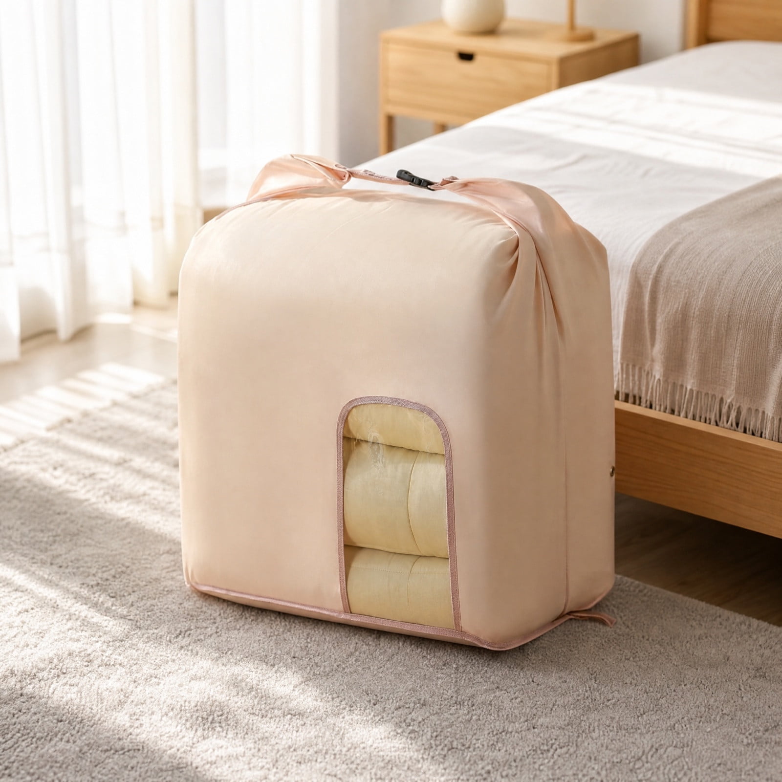 Breathable Large Capacity Quilt Comforter Storage Organizer Bag for Down Jackets Blankets Clothes with Handles Household Moving Closet