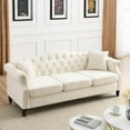 thumbnail image 6 of Modern Beige Velvet 3-seater Sofa with Solid Wood Frame (W834S00065), 6 of 20