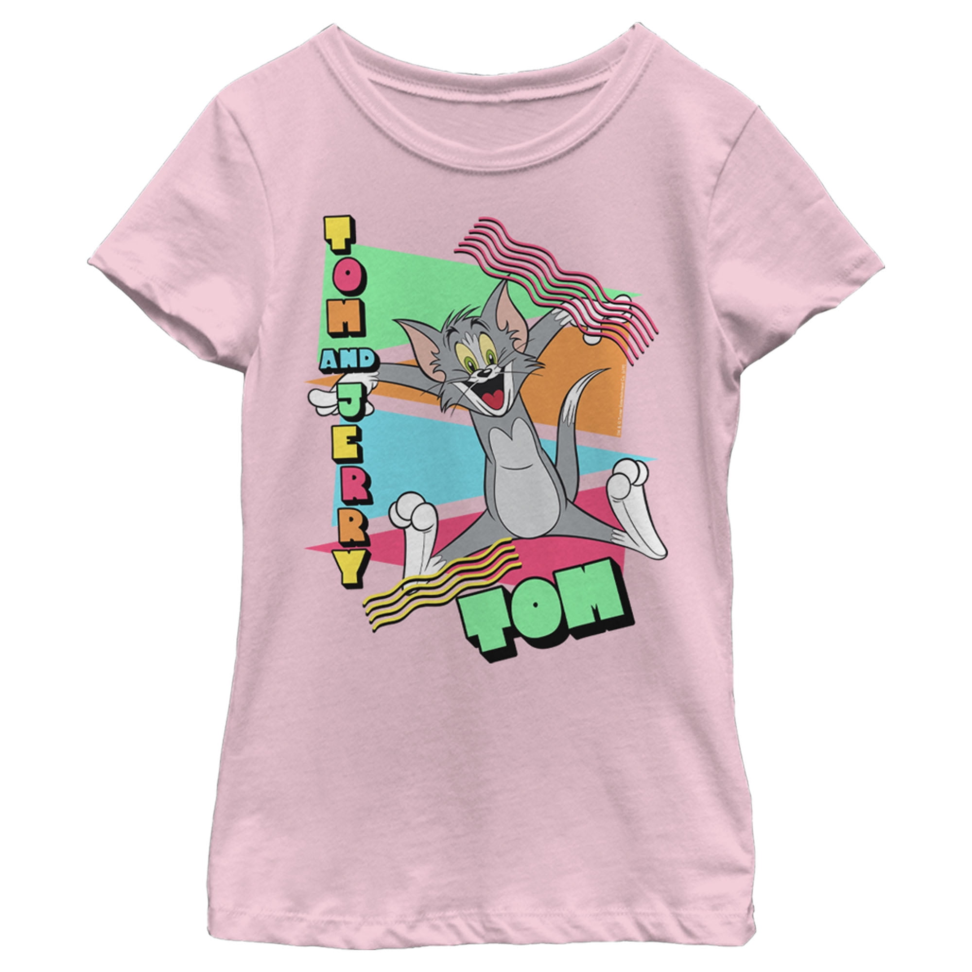 Tom and Jerry Toddler Girl Food Print Layered Short-sleeve Pink Tee