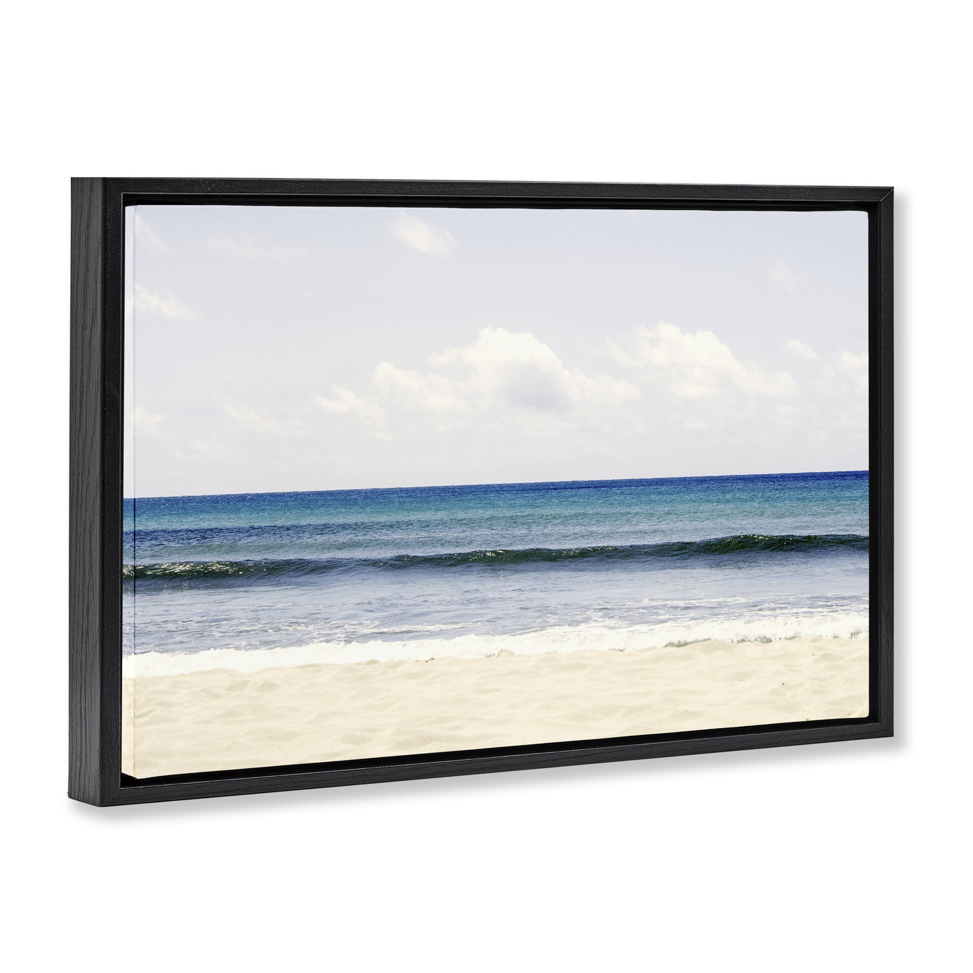 Stupell Industries Summer Seaside Escape Black Framed Floater Canvas Wall Art, design by Gemma Bardot
