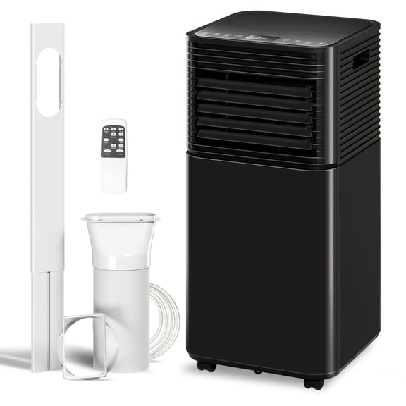 10000 BTU Portable Air Conditioner, Dehumidifier, Cooling Fan, Remote, 24H Timer, Auto Off, Black - for Rooms up to 441 sq ft