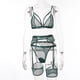 thumbnail image 1 of Explosivo 2023 ropa de mujer cómodo encaje suave transparente mujer sexy traje de tres piezas verde oscuro L XianweiShao 1327537319337, 1 of 1