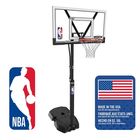 Lifetime NBA Branded 8ft-10ft Adjustable Height 54" Portable Basketball Hoop (92137)