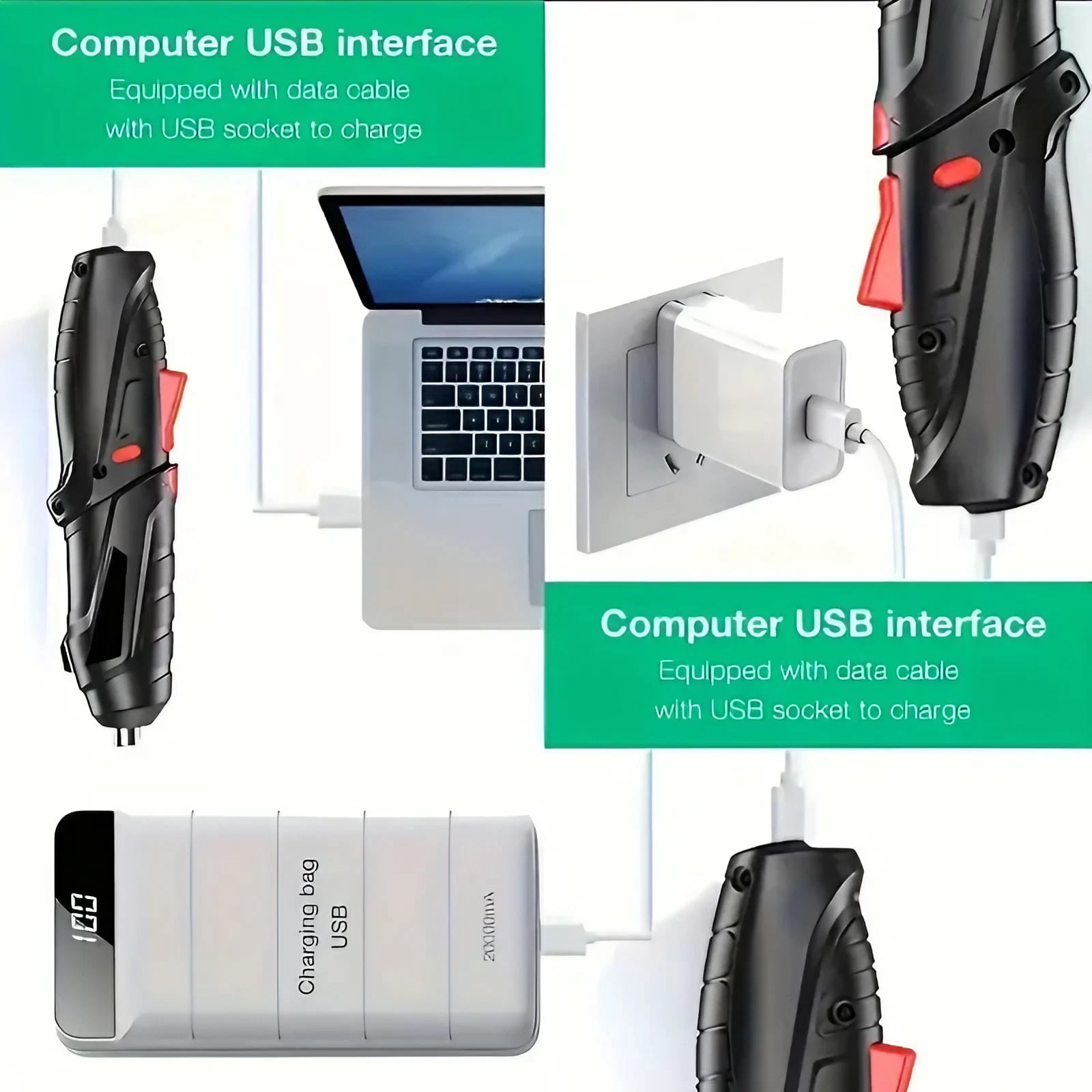 STONEGO 47Pcs/Set Electric Screwdriver - 3.6V 1300mAh Cordless Rechargeable Screwdriver with Screwdriver Bit Set, Ideal for Home Repairs and DIY Projects