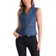 thumbnail image 1 of Chaleco de mezclilla INSPIRE CHIC para mujer con solapa de muesca y botones, sin mangas, chaqueta de jean casual, 1 of 6