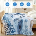 thumbnail image 4 of Blue Beach Coastal Cooling Blanket, Lightweight Breathable Summer Throw Blanket with Double Sided Cold Effect, Coral Nautical Sea Turtle Picnic Beach Blankets Bed Sheet for Hot Sleepers 40"x60", 4 of 8