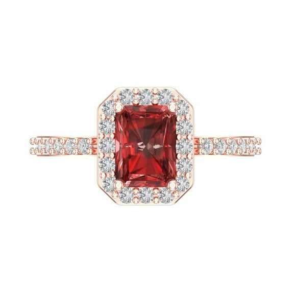 Clara Pucci 14K Rose Gold 1.92ct Garnet Solitaire with Accents Ring