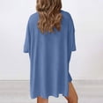 thumbnail image 5 of GILIGEGE Summer Sets Women 2 Piece Outfits Women's Two Piece Set 2025 Summer Casual Oversized Shirts Biker Shorts Matching Travel Outfit Matching Summer Lounge Sets Blue L, 5 of 6