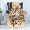 thumbnail image 4 of Zodiac Aries Soft Flannel Fleece Throw Blanket, Abstract Astrological Wild Animal in Hand Drawn Style, Cozy Plush for Indoor and Outdoor Use, 50" x 60", Brown Earth Yellow, by Ambesonne, 4 of 5
