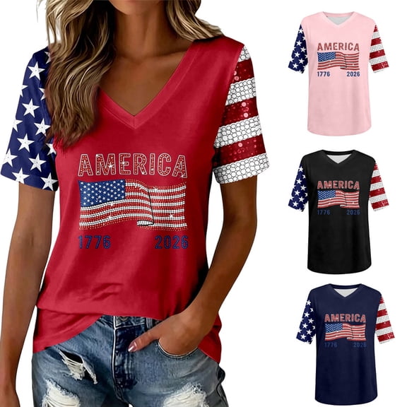 2026 USA 250th Anniversary T Shirt Women Patriotic 4th of July Tee for Soccer Baseball Game Day