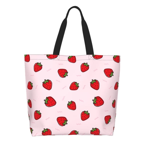 Easygdp Strawberry Bolsas Tote para Mujer, Bolsos de Hombro para Viaje, Bolsos de Mano de Gran Capacidad para Compras y Trabajo