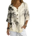 thumbnail image 1 of Xuyuer Solid Button Shirt Blouse - Women's Fashion Loose Female Neck T-Shirt Style Top for Smart Casual Office Wear, Weekend Brunch Outings & Effortless Minimalist Everyday Style, 1 of 7