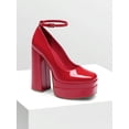 thumbnail image 5 of Women's High Chunky Platform Square Toe Heels Ankle Strap Pumps Solid Color Block Dress Shoes, 5 of 7