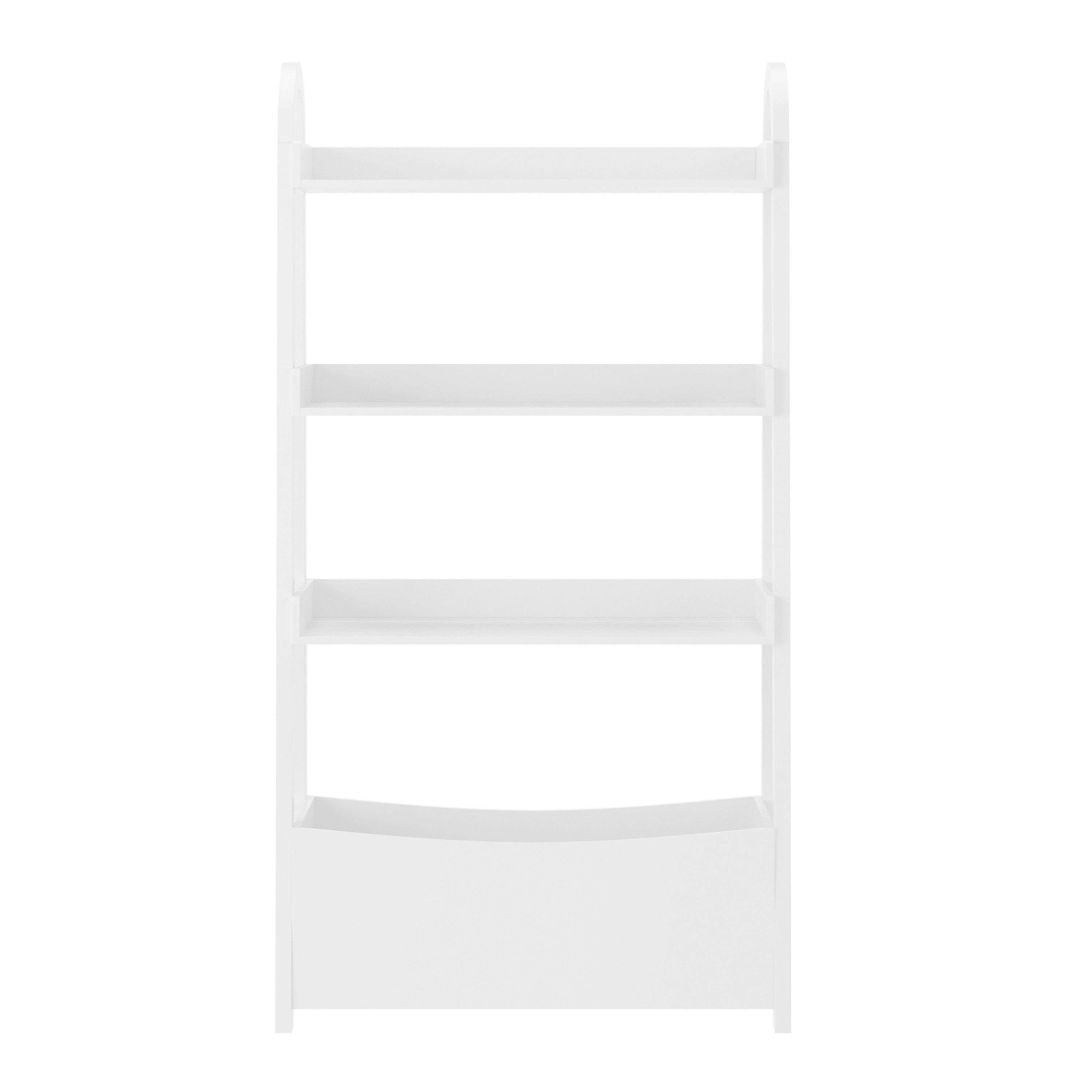 Buzz & Bloom Kids Open-Style Engineered Wood Bookshelf with 3 Shelves and Bottom Storage Bin, White