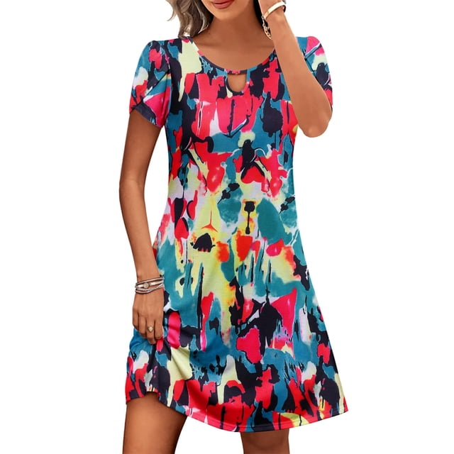 Puntoco Conjunto De Camiseta/Camisa Sin Mangas Con Cuello En V Y Estampado De Verano Para Mujer, Informal, Suelto, Color Rosa, Xxl,Regalos Para Mujer Joven