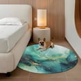 thumbnail image 2 of Turquoise Marble Round Area Rug 5Ft Washable Circle Rugs for Living Room Bedroom, Ink Painting Modern Abstract Aesthetics Non-Slip Carpet Floor Mats Indoor Outdoor Carpet Runner Aesthetic Home Decor, 2 of 8