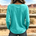 thumbnail image 4 of Womens Long Sleeve Fringe Trim V-Neck Blouse,Casual Loose Fit Boho Tops for Fall Winter Vacation Wear Turquoise XL, 4 of 4