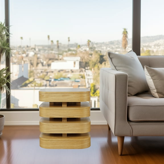 Brix Mid-Century Modern Floating Sculpture Layered Square End Table