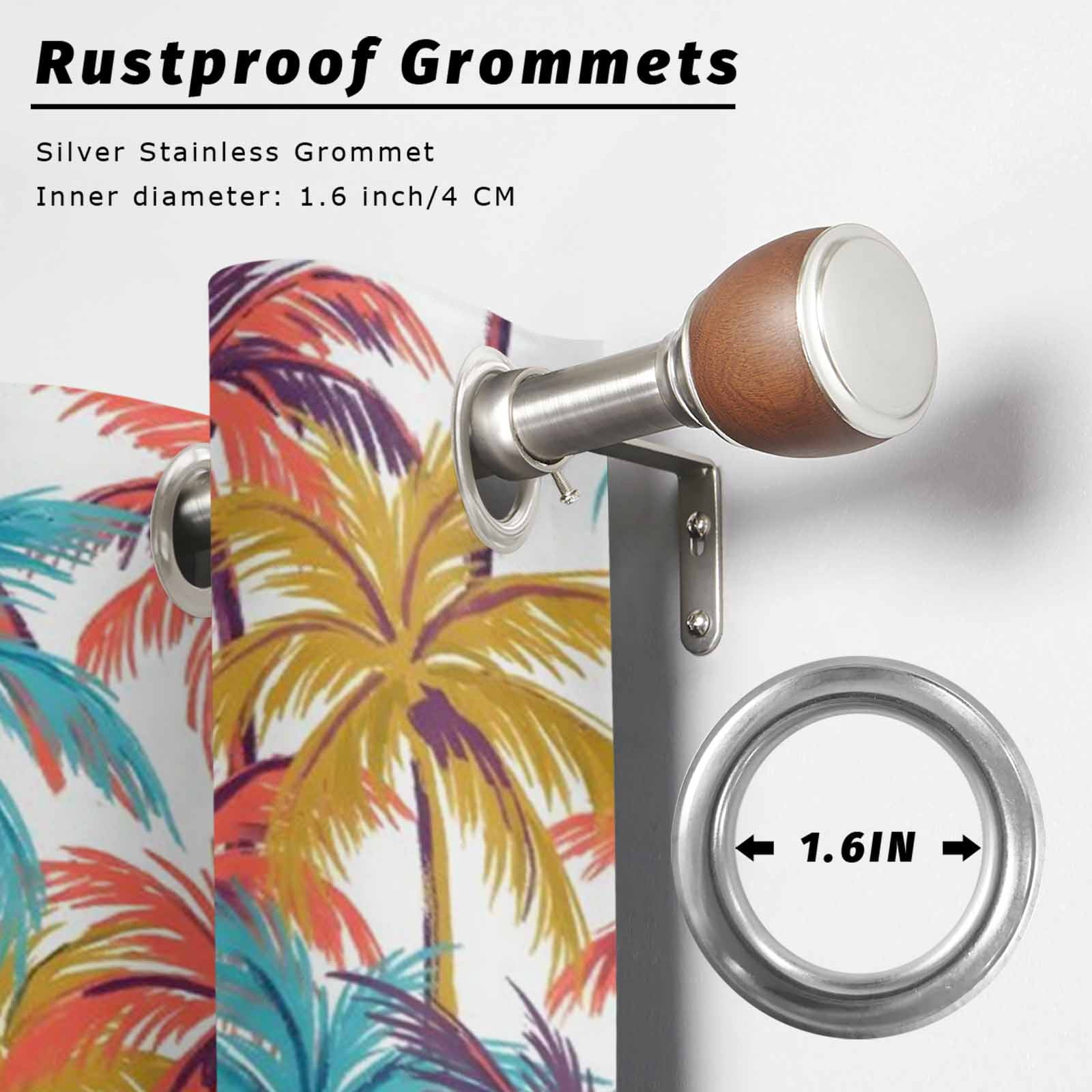 Palm Tree Outdoor Curtains for Patio, Summer Coastal Orange Blue Yellow Tropical Leaf Sunshade Privacy Drapes Grommet Waterproof Outside Curtains for Porch/Cabana/Balcony 54"x 95", 2 Panel