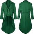 thumbnail image 2 of Men's Victorian Tailcoat Gothic Steampunk Long Jacket Halloween Cosplay Frock Coat for Masquerade Party, 2 of 6