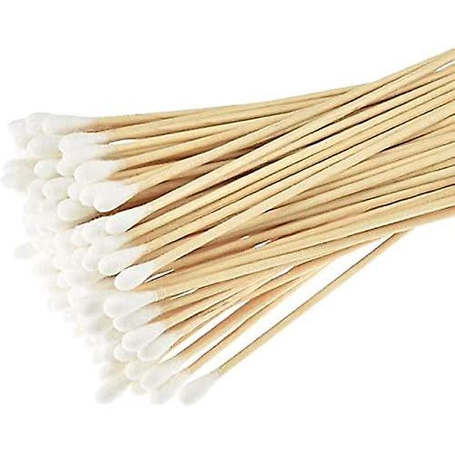 Paquete de 400 bastoncillos de madera largos con punta de algodón: bastoncillos de algodón para limpieza, desmaquillaje y cuidado de heridas