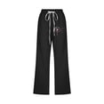 thumbnail image 3 of ameIAEA Capri Pants Women Casual Summer Drawstring Elastic Waist Pant Print Wide Leg Cropped Trouser, 3 of 4