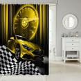 thumbnail image 2 of Yellow Race Car Bath Curtain,Glitter Ombre Line Art Shower Curtain Sets Neon Light Sports Car Dashboard Bathroom Accessories,Black and White Grid Lattice Buffalo Plaid Decor, 2 of 4