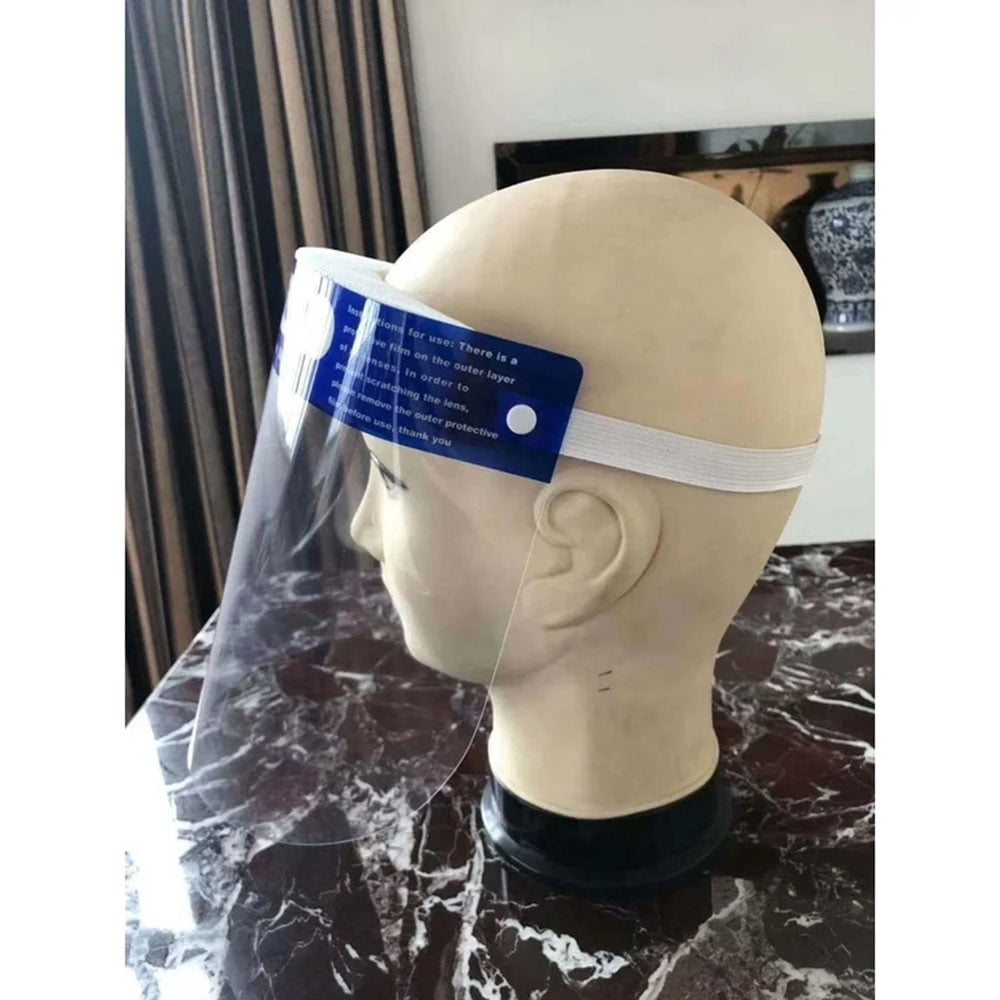 CNKOO Safety Face Shield Mask Clear Anti-Fog Protective Full Face Shield (Pack of 10) Face Shields Adults Safety Eyes, Nose, Face Bonus Cleaner