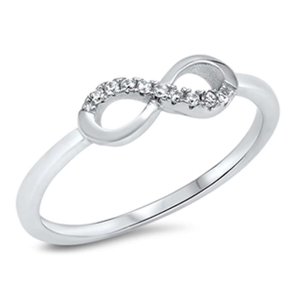 Infinity Unique Clear CZ Beautiful Ring New .925 Sterling Silver Band Sizes 4-10